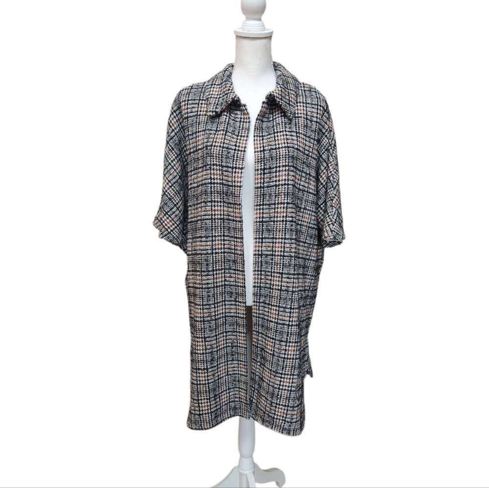 THML NWT Women's Plaid Houndstooth Open Front Jacket/Poncho Combo, Small